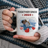Couple Conjoint Photo Personnalisée Tasse Blanche Personnalisée - Ensemble Depuis Le Coeur De Pierre